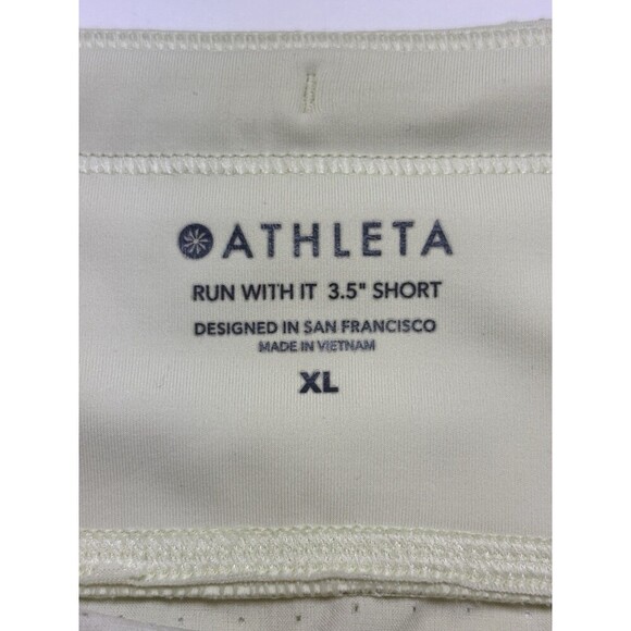 Athleta Run With It 3.5" Short Shorts Pale Yellow Green XL Stretch Pocket - Picture 6 of 16
